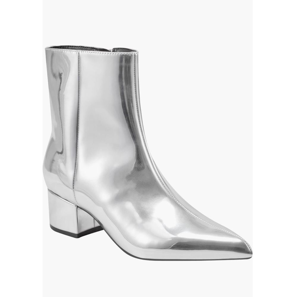 Marc Fisher Silver Block Heel Booties
